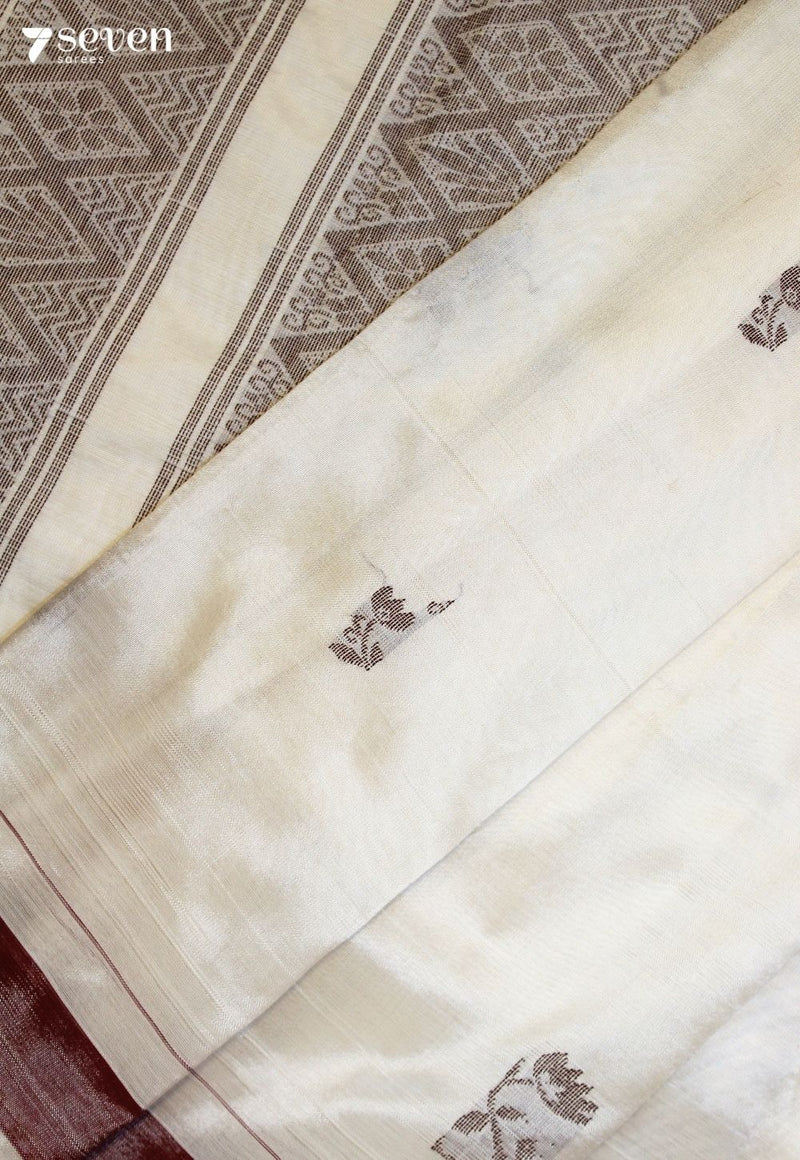 Veyara Signature Seven Handloom Off-White Bangalore Vegan Silk Saree