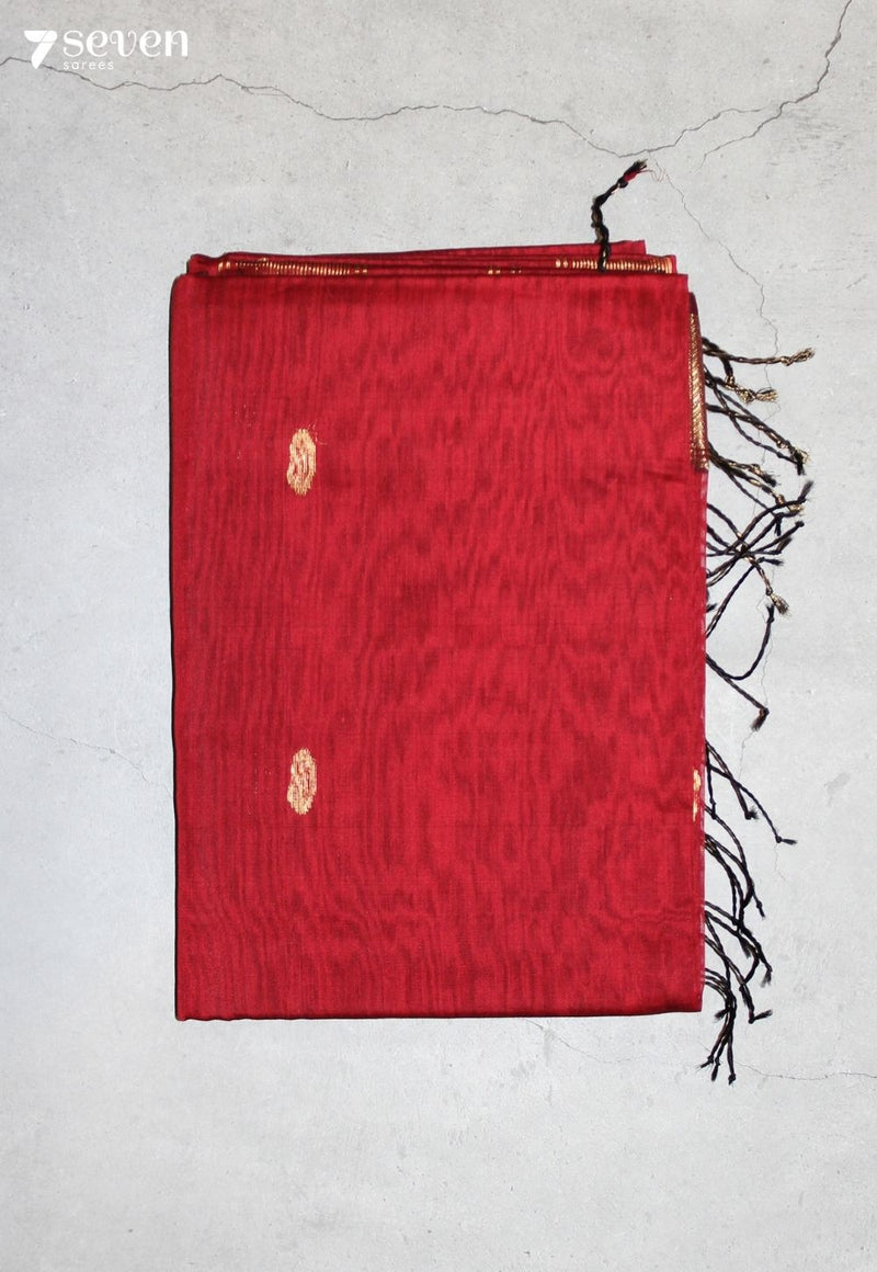 Vihmira Maheshwari Handloom Maroon Silk Cotton Saree