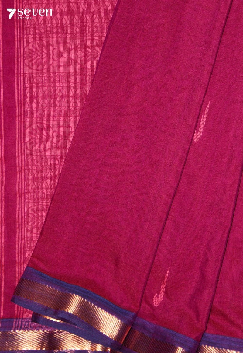 Rihvaya Signature Seven Handloom Red Bangalore Pure Cotton Saree