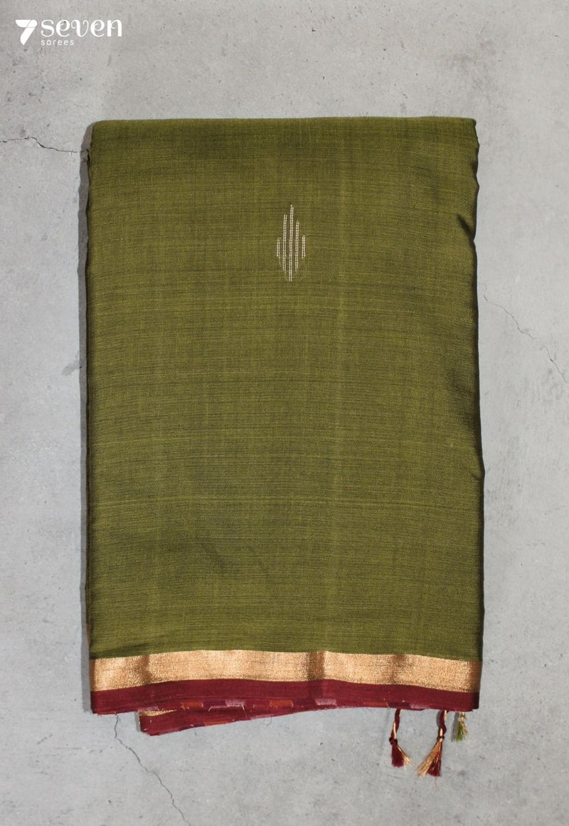 Tuhvani Signature Seven Handloom Green Bangalore Pure Cotton Saree