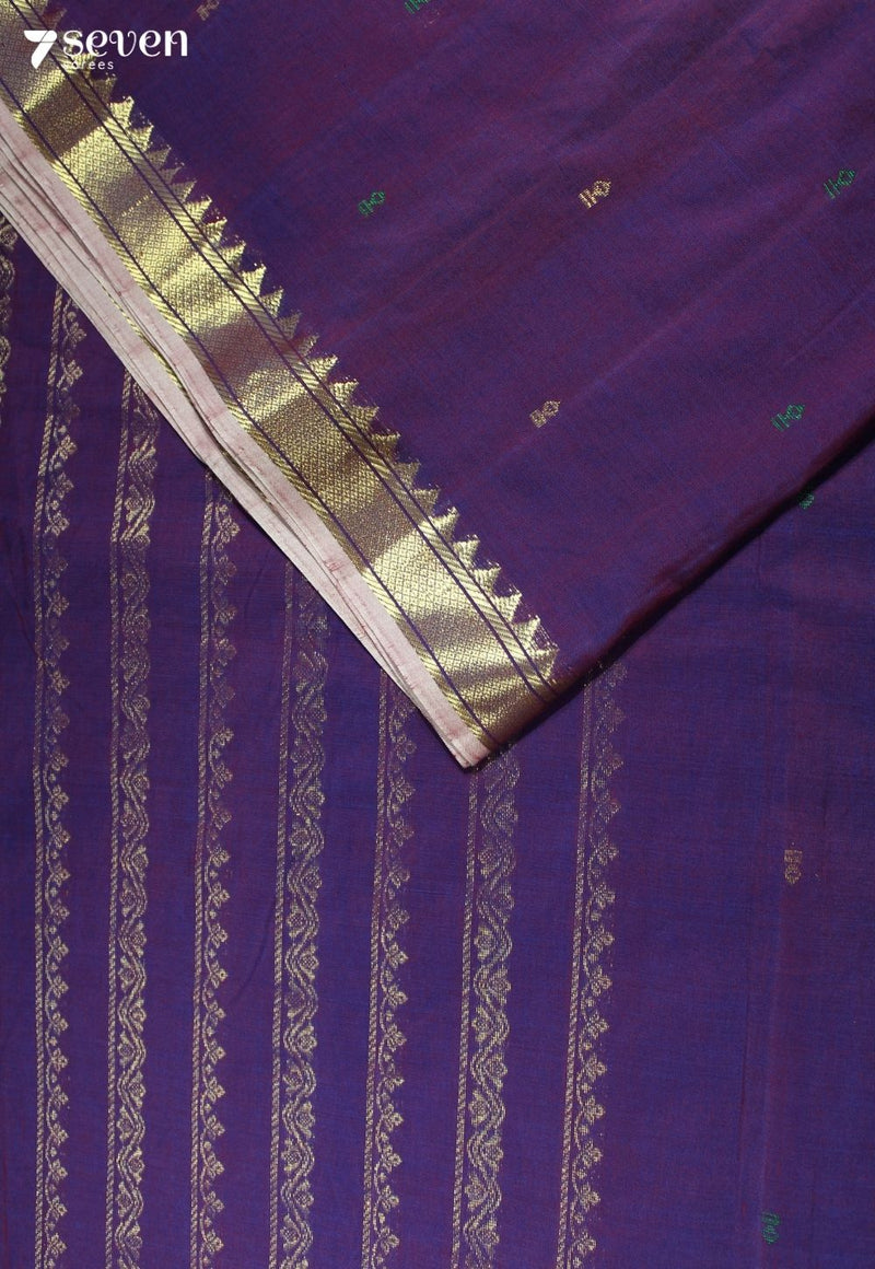 Saanvikaara Signature Seven Handloom Purple Bangalore Pure Cotton Saree