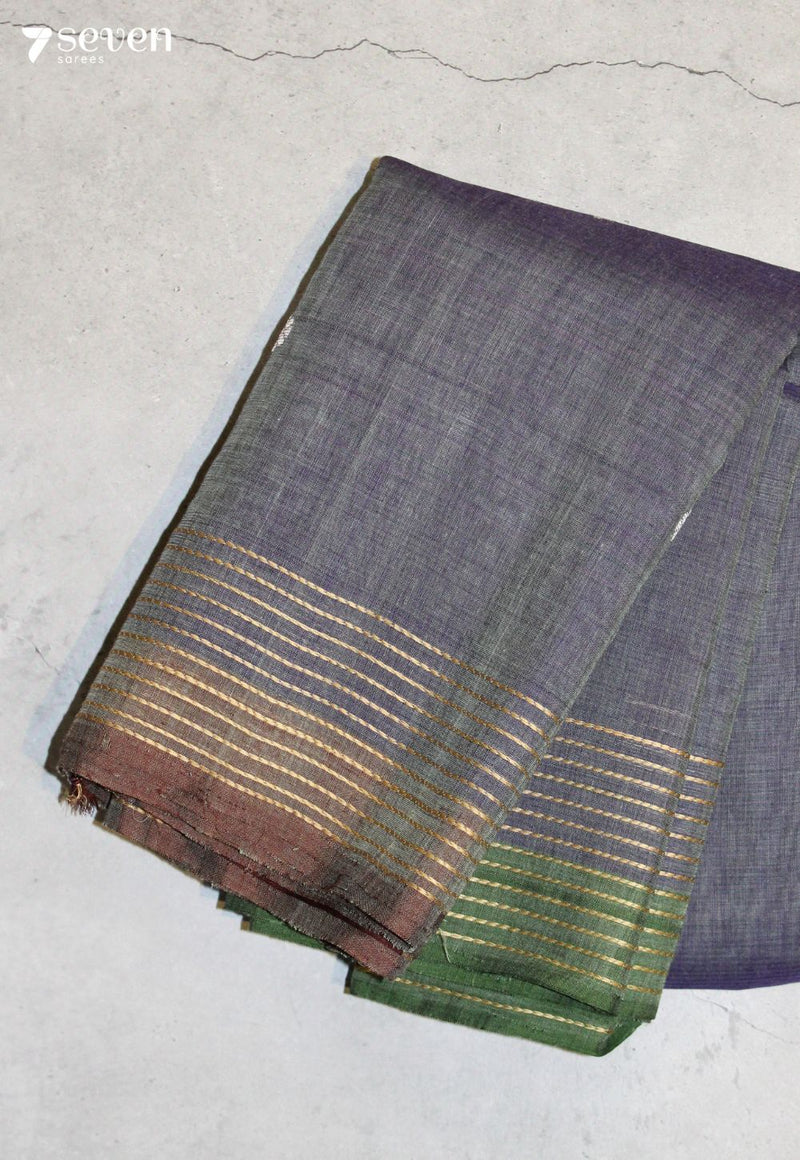 Olivara Signature Seven Handloom Blue Bangalore Pure Cotton Saree