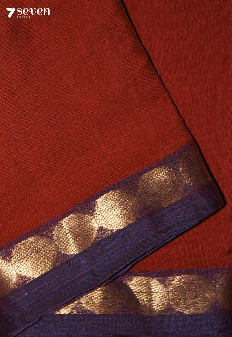 Vaaravi Signature Seven Handloom Red Bangalore Pure Cotton Saree