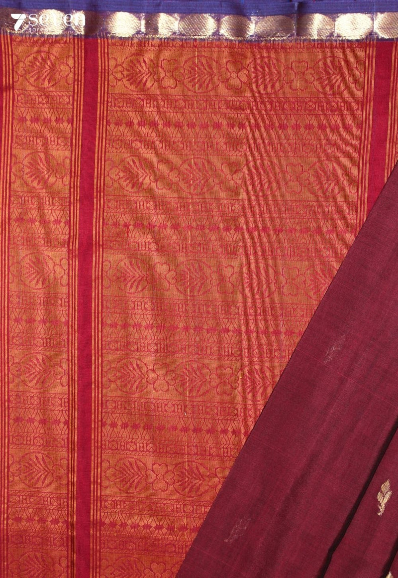 Suvitha Signature Seven Handloom Maroon Bangalore Pure Cotton Saree