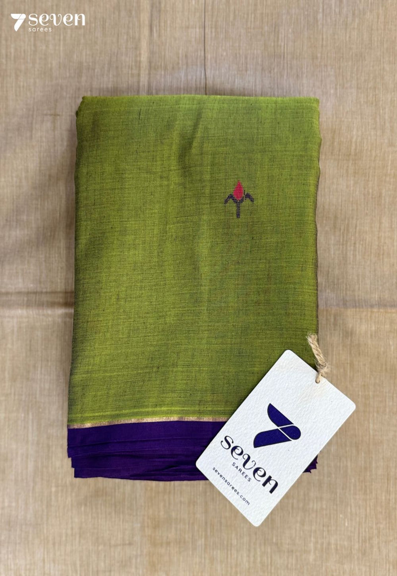 Karivepaku Mist Seven Handloom Green Bangalore Pure Cotton Saree