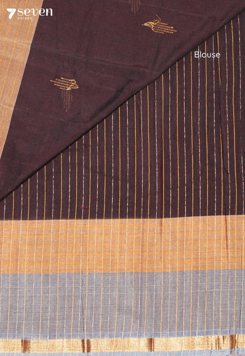 Haripriya Signature Seven Handloom Brown Bangalore Pure Cotton Saree