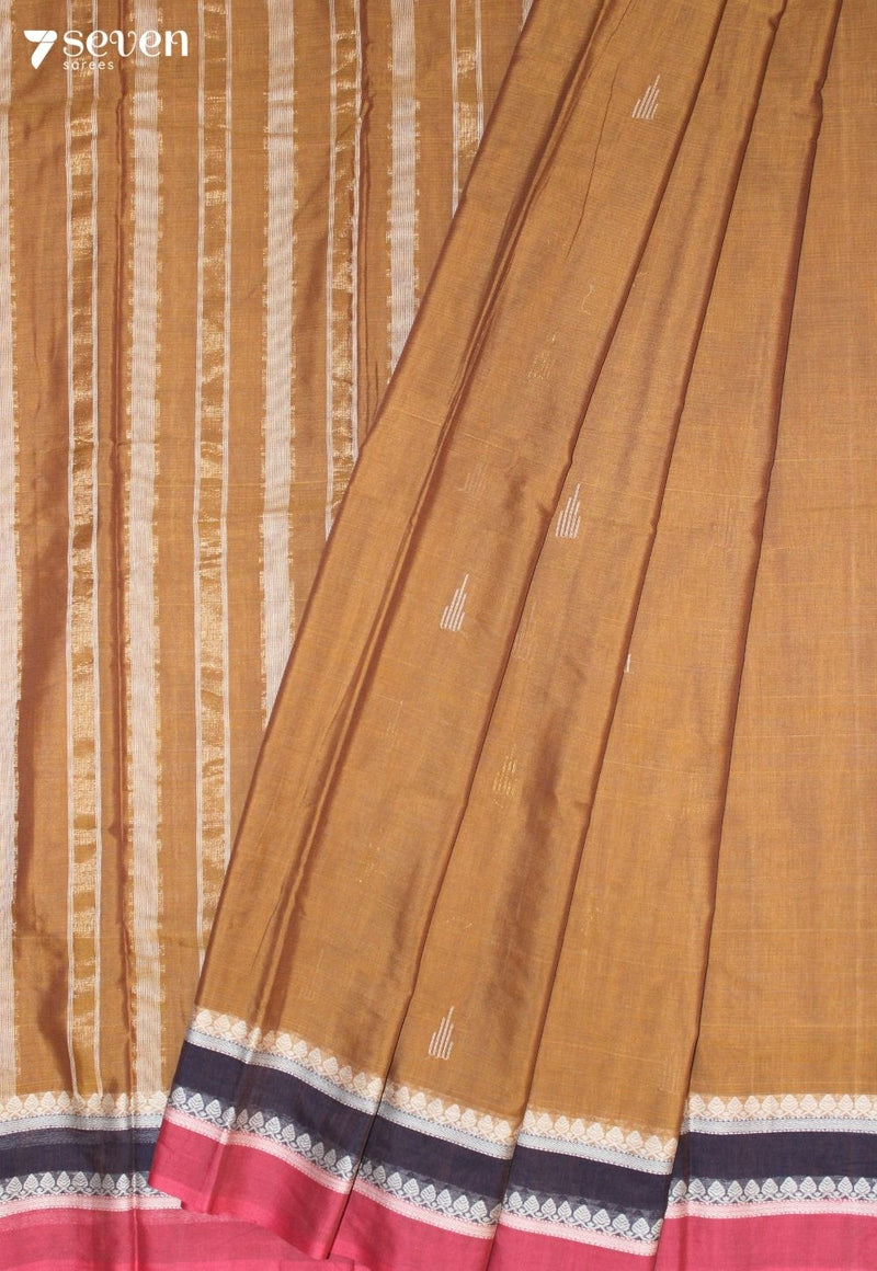 Kavira Signature Seven Handloom Mustard Bangalore Pure Cotton Saree