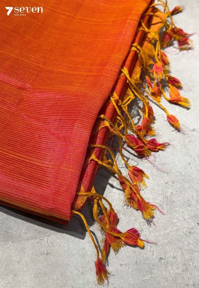 Tarangini Mangalagiri Handloom Orange Vegan Silk Saree