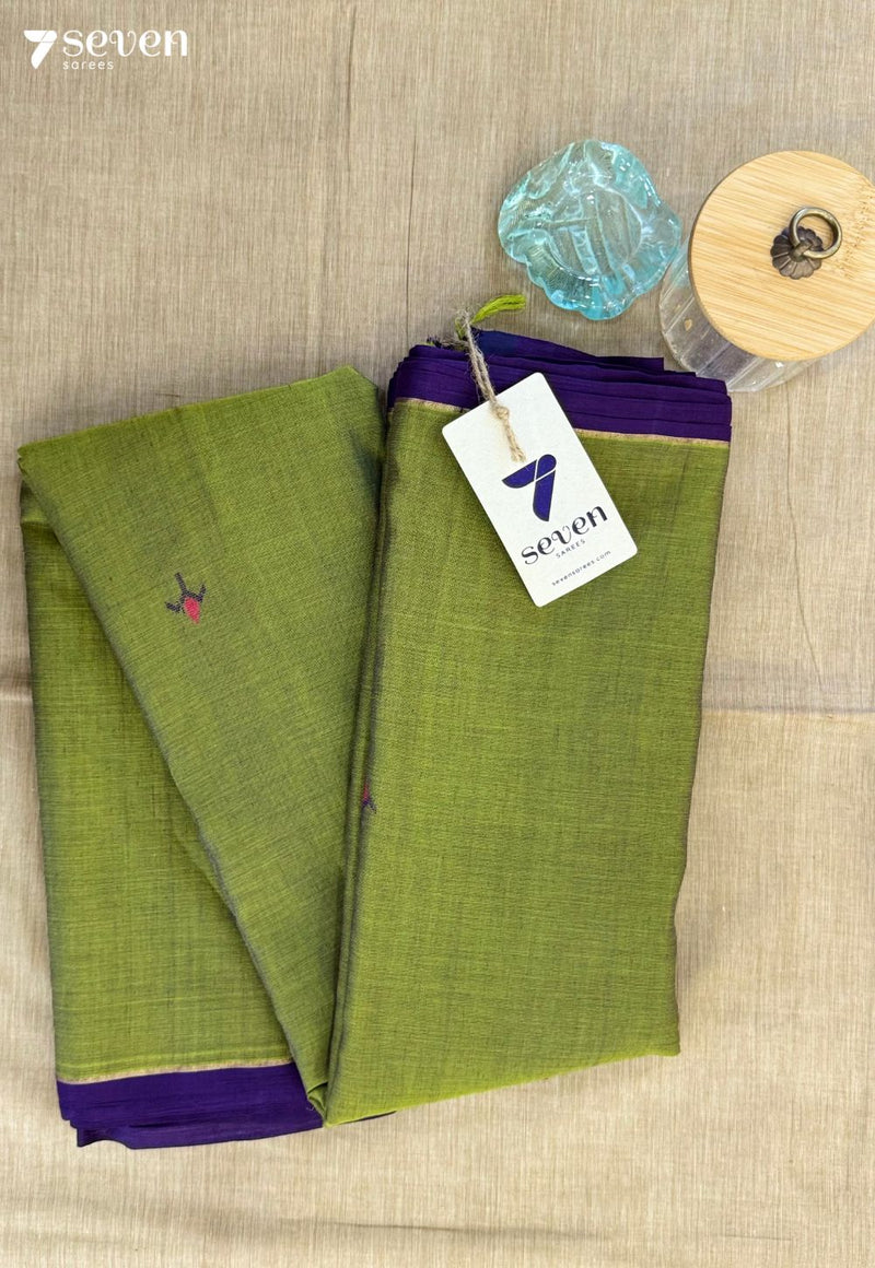 Karivepaku Mist Seven Handloom Green Bangalore Pure Cotton Saree