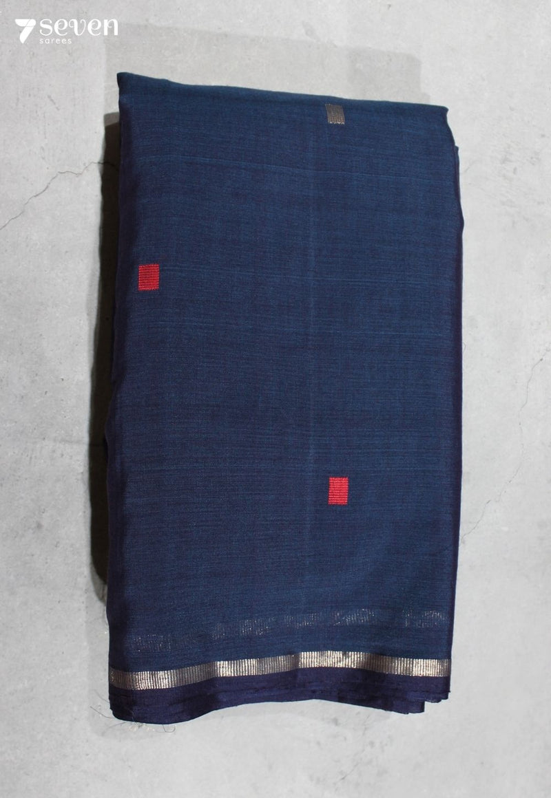 Tanvikaara Signature Seven Handloom Blue Bangalore Pure Cotton Saree