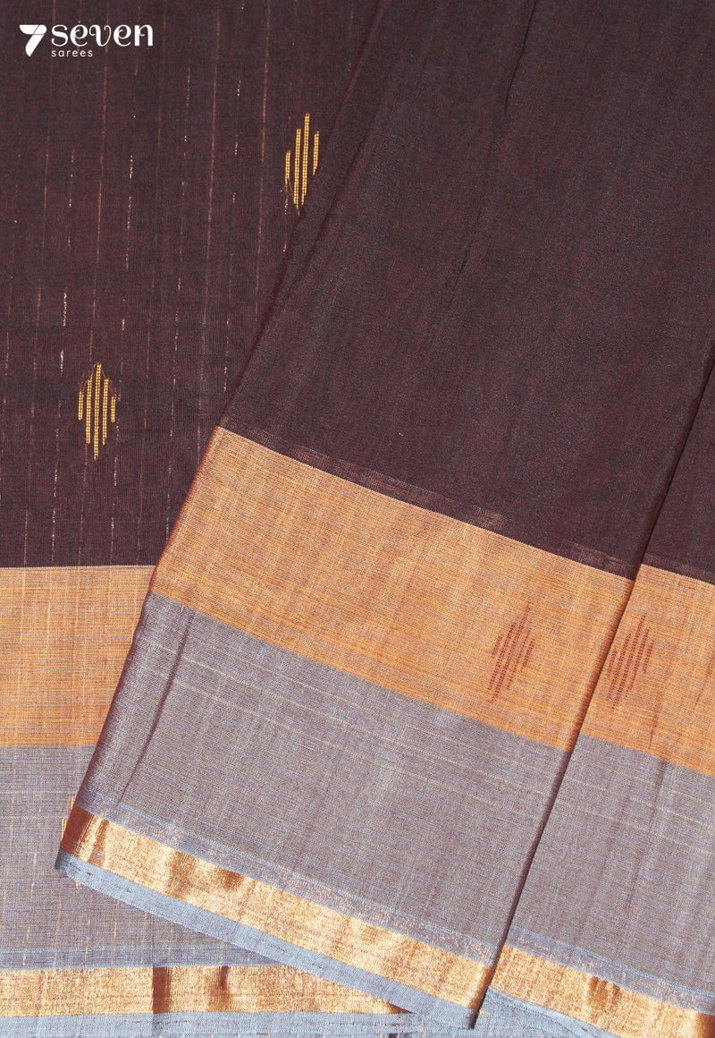 Haripriya Signature Seven Handloom Brown Bangalore Pure Cotton Saree