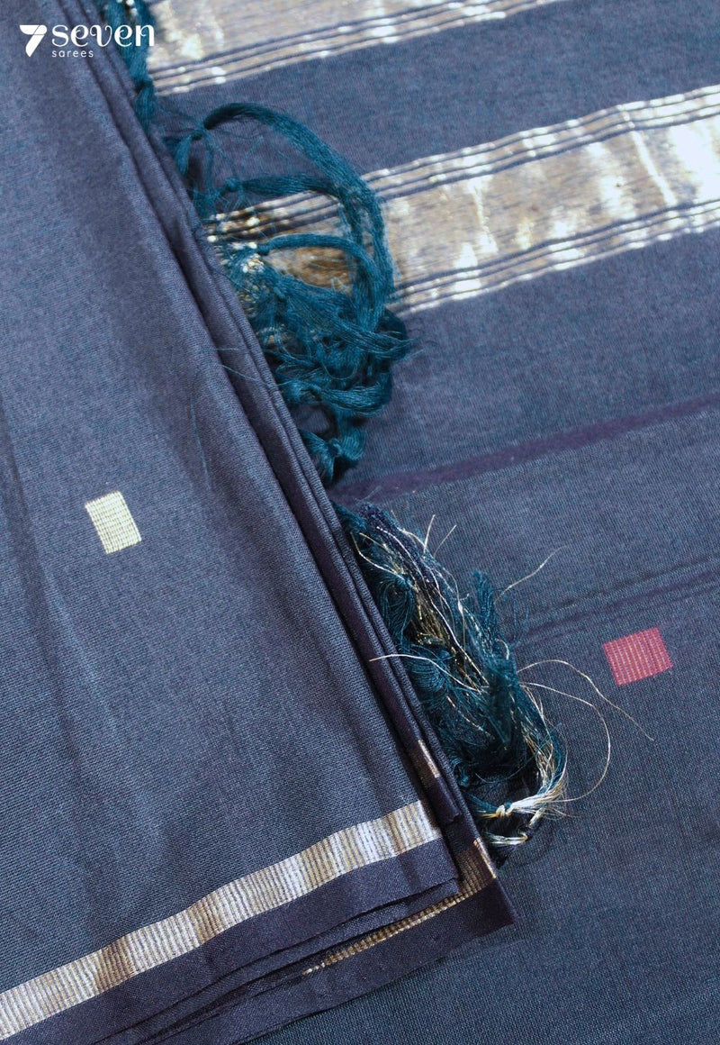 Tanvikaara Signature Seven Handloom Blue Bangalore Pure Cotton Saree