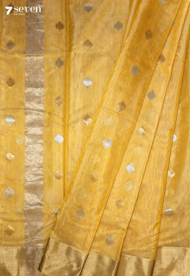Vedrini Chanderi Handloom Yellow Silk Cotton Saree