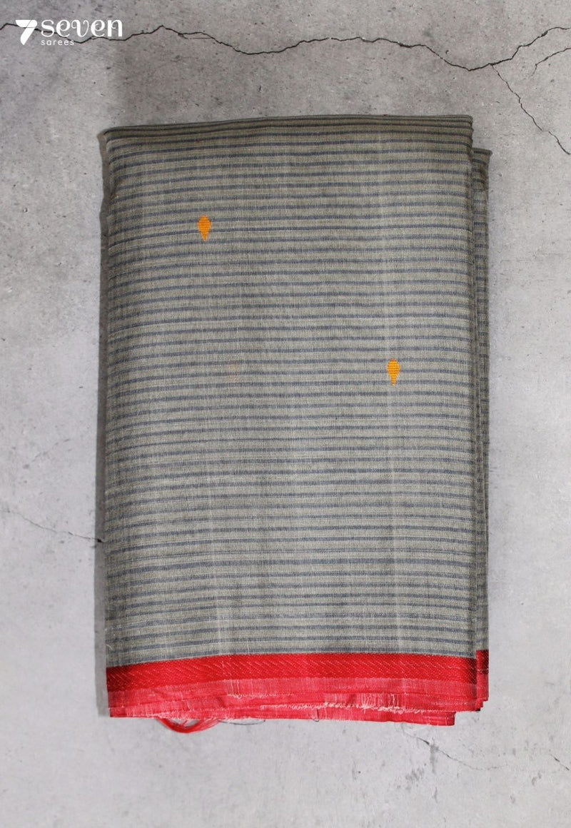 Velruni Signature Seven Handloom Grey Bangalore Pure Cotton Saree