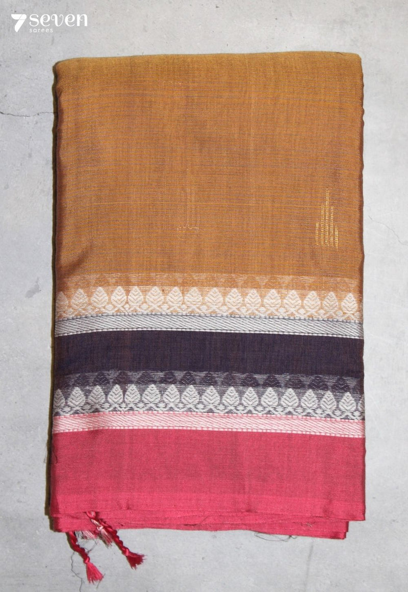 Kavira Signature Seven Handloom Mustard Bangalore Pure Cotton Saree