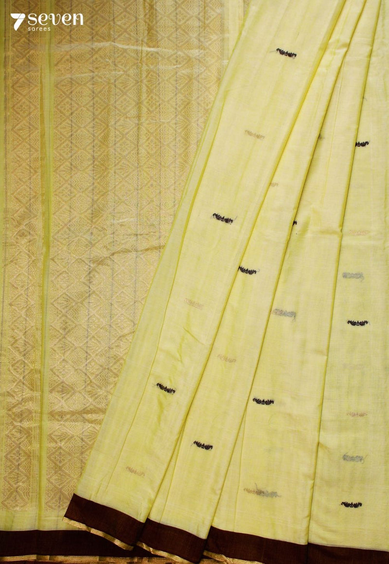 Arunika Signature Seven Handloom Yellow Bangalore Pure Cotton Saree