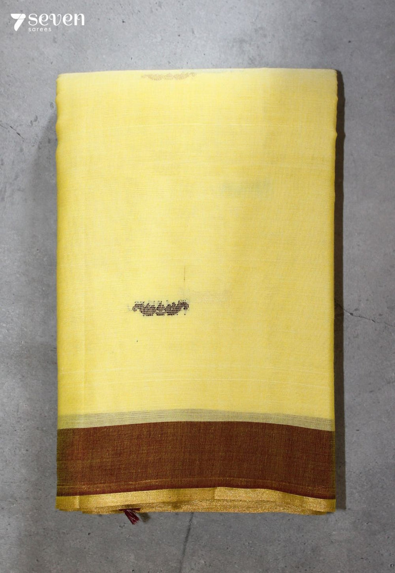 Arunika Signature Seven Handloom Yellow Bangalore Pure Cotton Saree