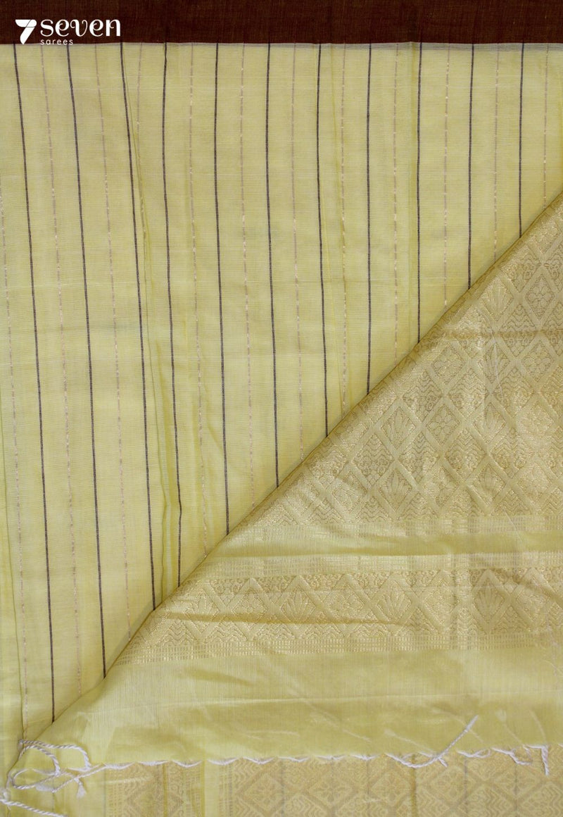 Arunika Signature Seven Handloom Yellow Bangalore Pure Cotton Saree