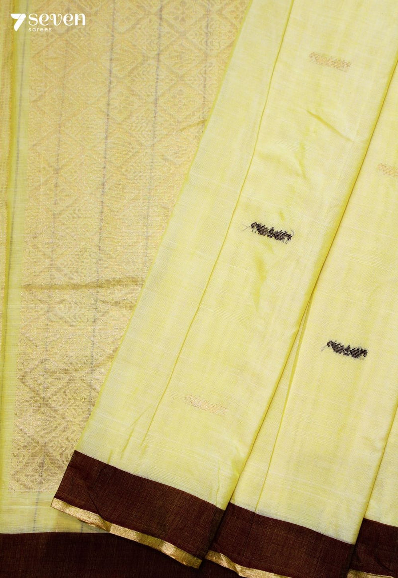 Arunika Signature Seven Handloom Yellow Bangalore Pure Cotton Saree