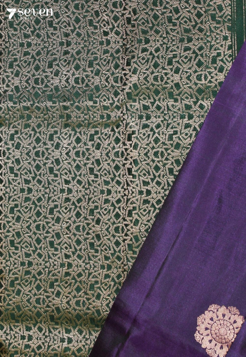 Maevaya Signature Seven Handloom Purple Bangalore Pure Silk Saree|Silk Mark Certified