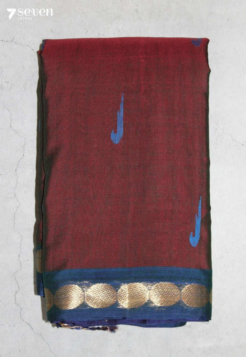Tharuni Signature Seven Handloom Maroon Bangalore Pure Cotton Saree