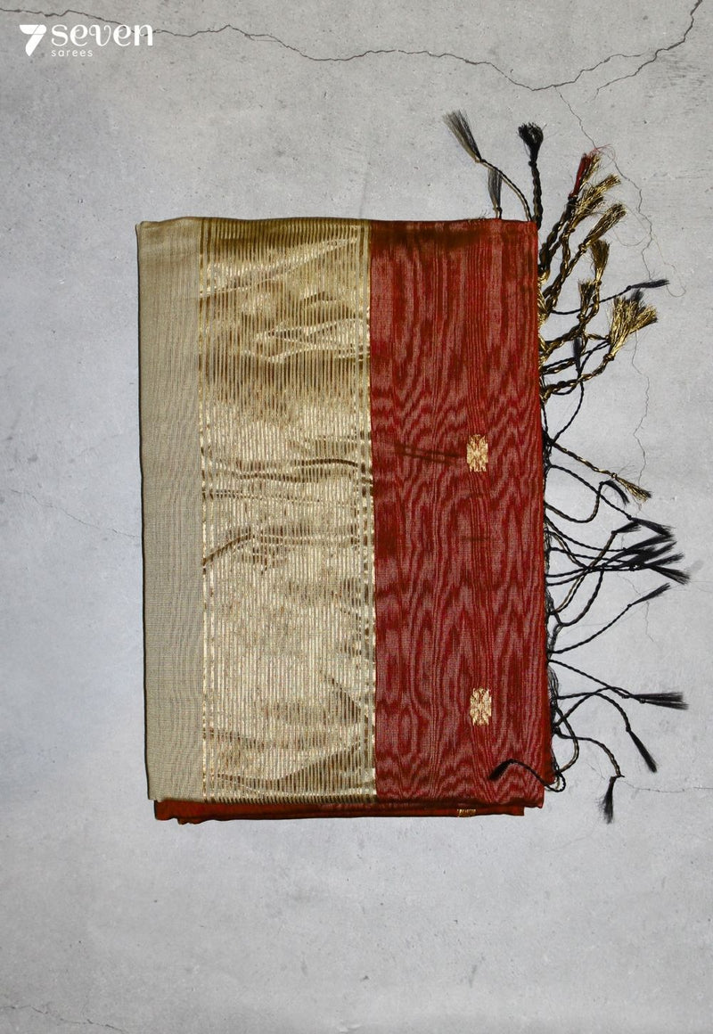 Paaranthi Maheshwari Handloom Maroon Silk Cotton Saree