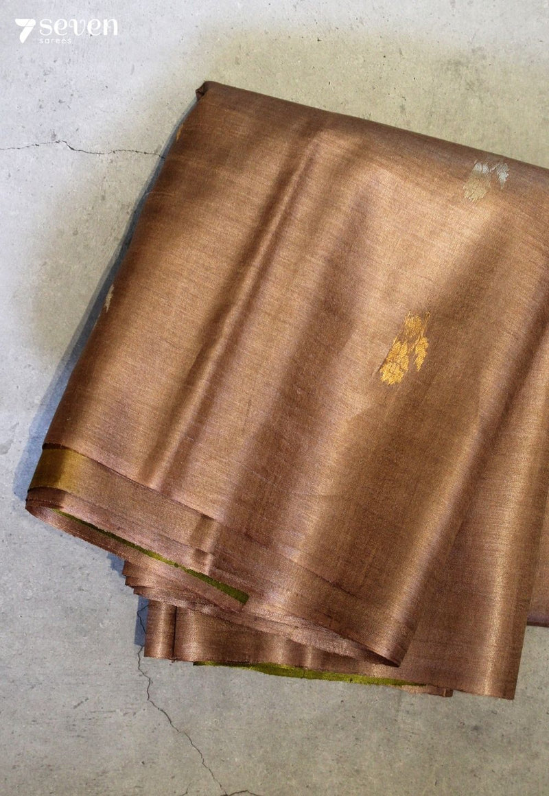Under the Canopy Handloom Brown Pure Tussar Silk(Kosa) Saree| Silk Mark Certified