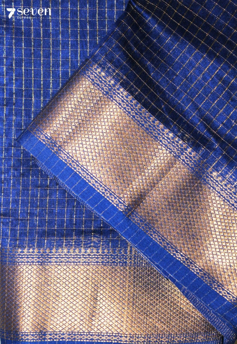 Haimira Maheshwari Handloom Blue Silk Cotton Saree
