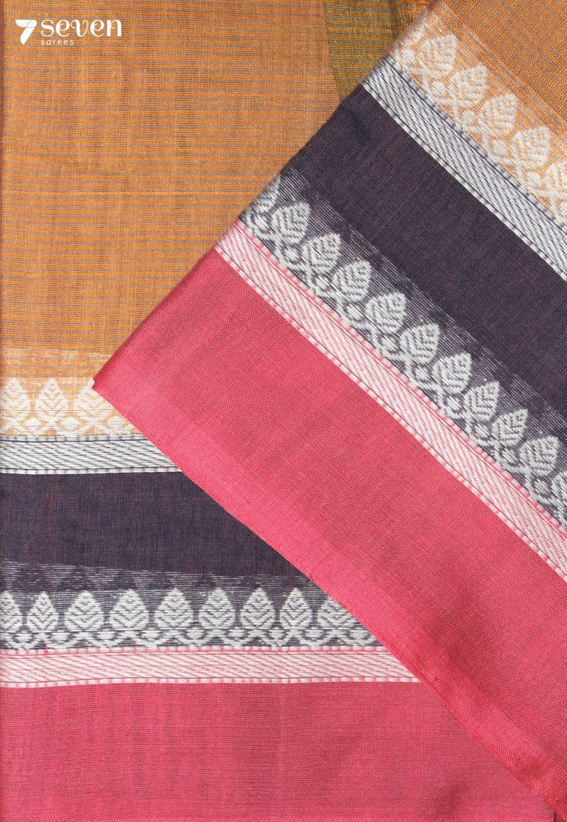 Kavira Signature Seven Handloom Mustard Bangalore Pure Cotton Saree