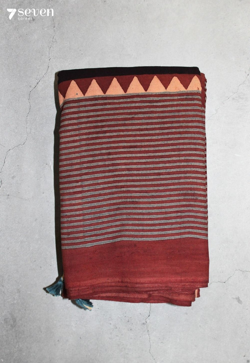 Aviruma Kutch Red Pure Handmade Ajrakh 100% Cotton Saree