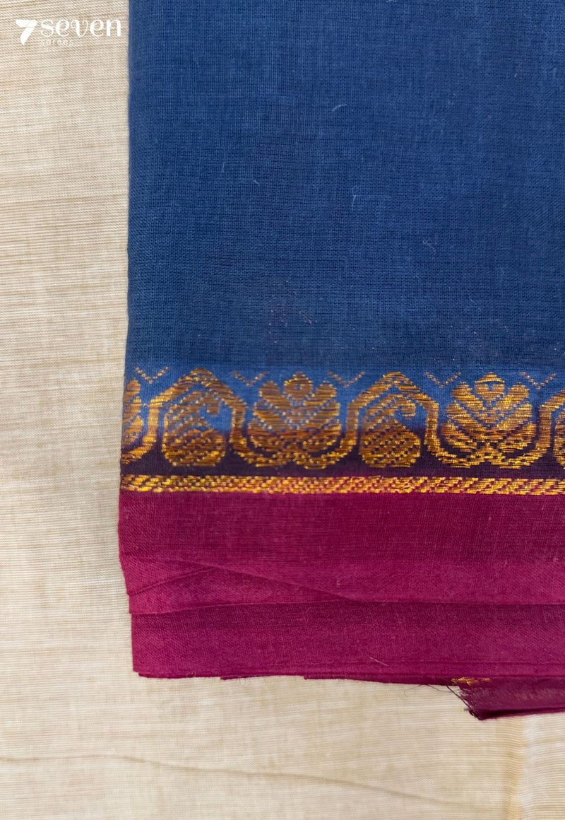 Kadambam Madurai Blue Handmade Pure Cotton Sungudi Saree