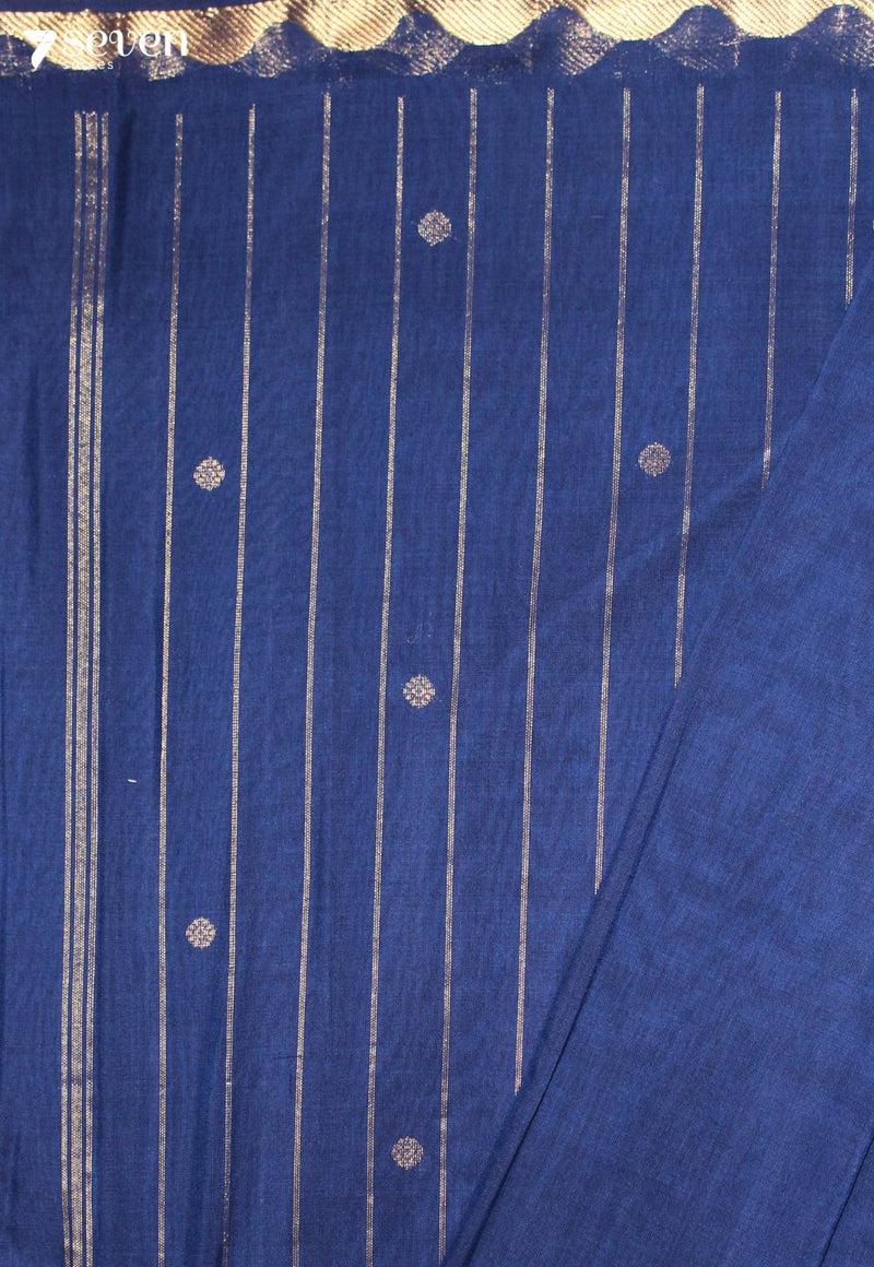 Ranjika Signature Seven Handloom Blue Bangalore Pure Cotton Saree