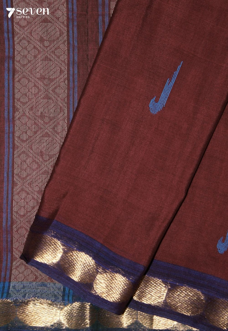 Tharuni Signature Seven Handloom Maroon Bangalore Pure Cotton Saree