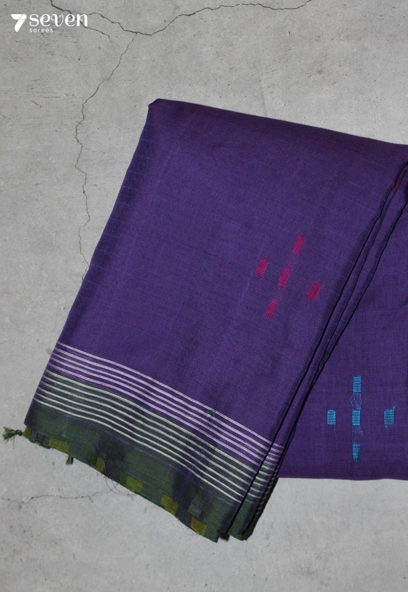 Sairumi Signature Seven Handloom Blue Bangalore Pure Cotton Saree