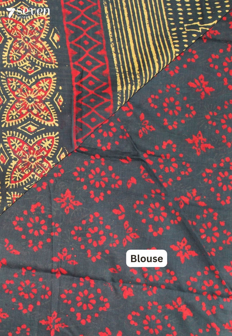 Nilusha Jaipur Green Hand Block Printed 100% Cotton Saree