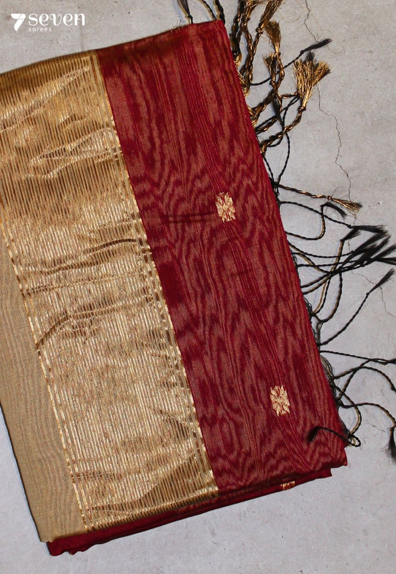 Paaranthi Maheshwari Handloom Maroon Silk Cotton Saree