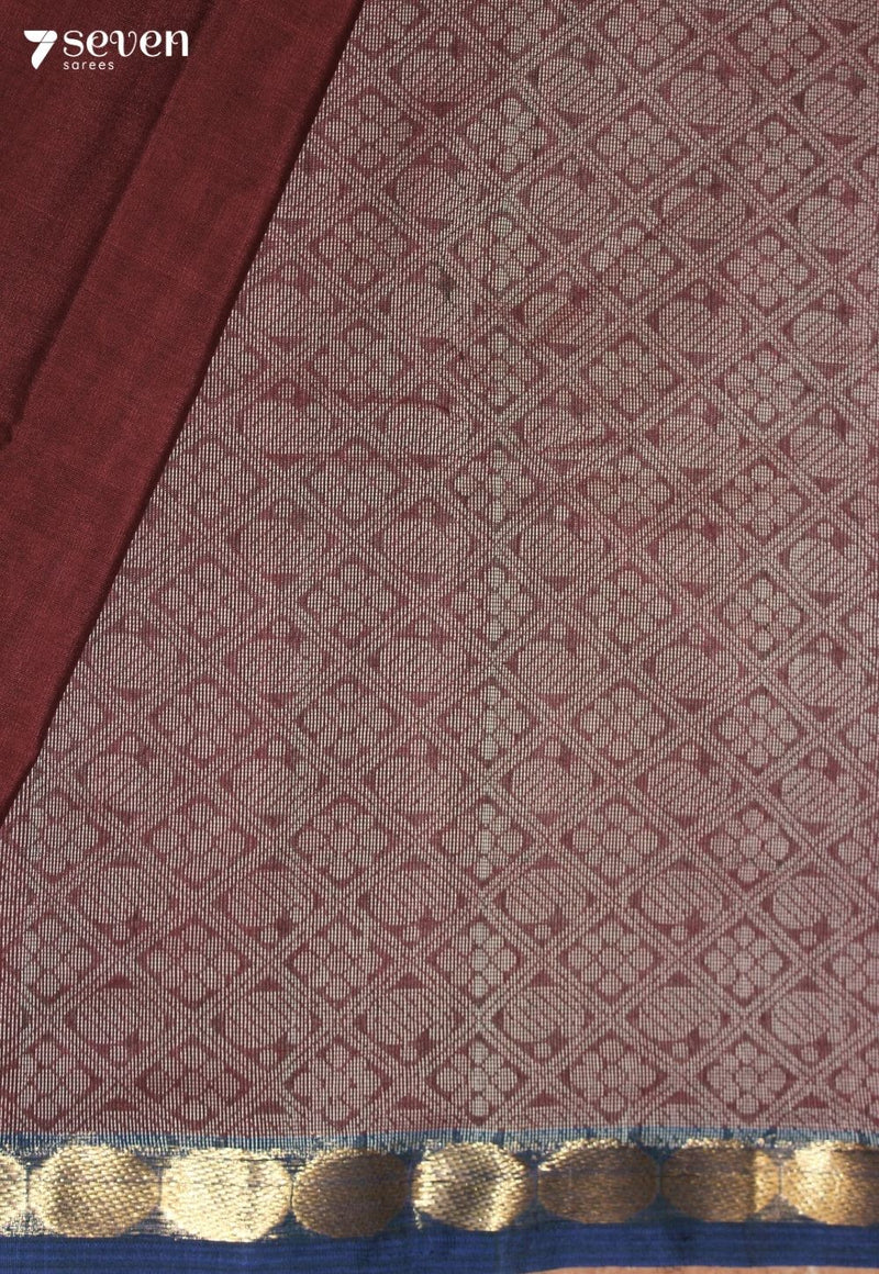 Tharuni Signature Seven Handloom Maroon Bangalore Pure Cotton Saree