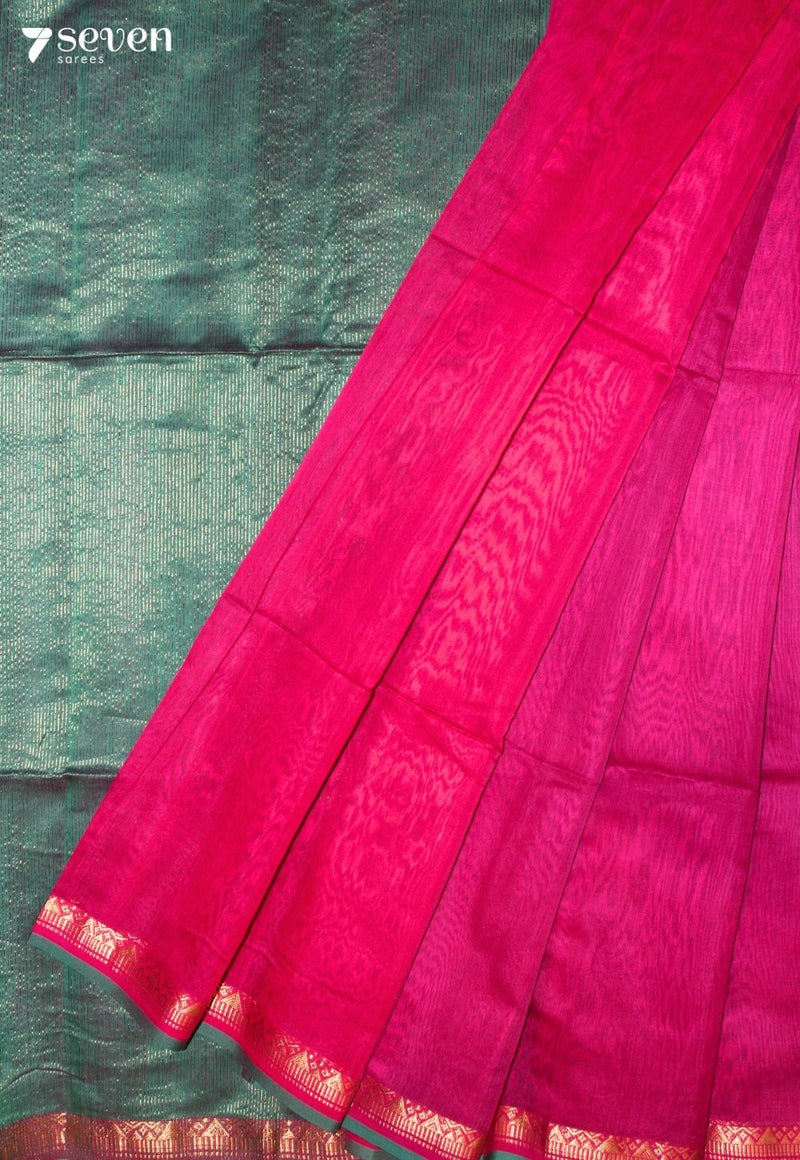 Ervaya Maheshwari Handloom Pink Silk Cotton Saree