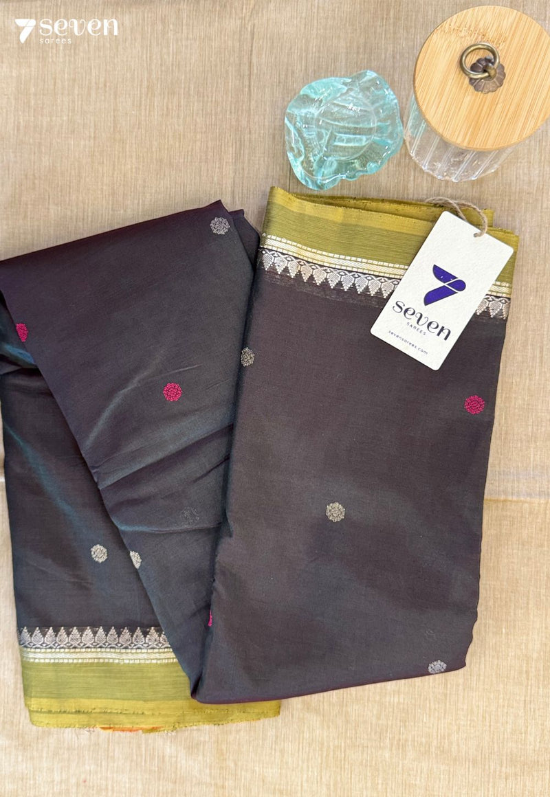 Tamarind Bronze Signature Seven Handloom Green Bangalore Vegan Silk Saree