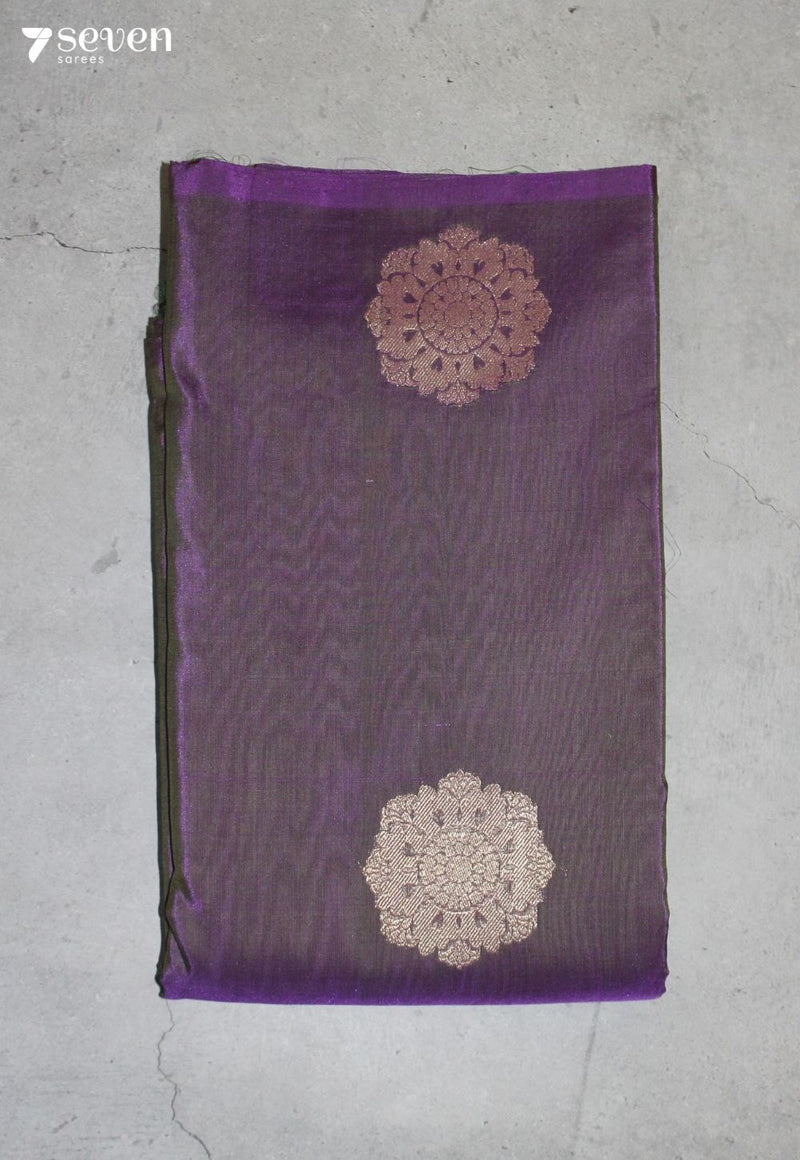 Oorika Signature Seven Handloom Purple Green Bangalore Pure Silk Cotton Saree
