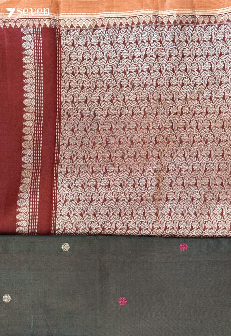 Tamarind Bronze Signature Seven Handloom Green Bangalore Vegan Silk Saree