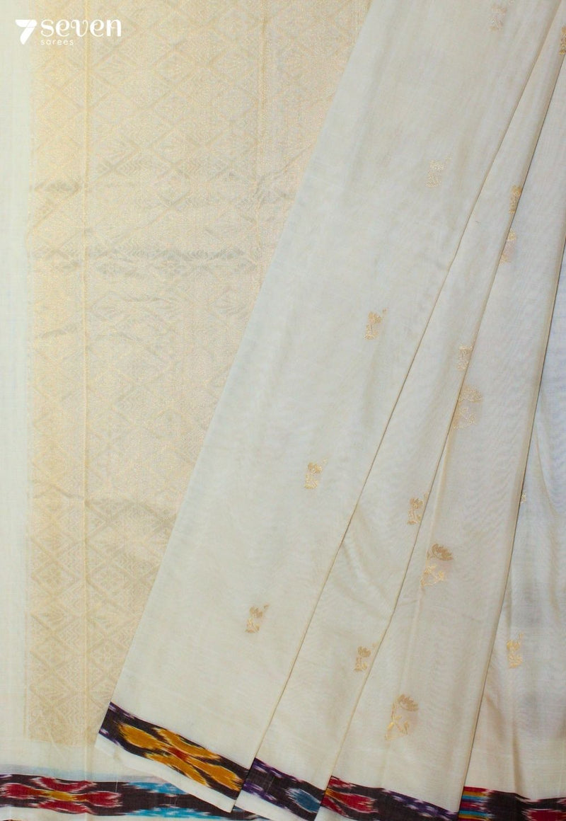 Merashi Signature Seven Handloom Off-White Bangalore Pure Cotton Saree