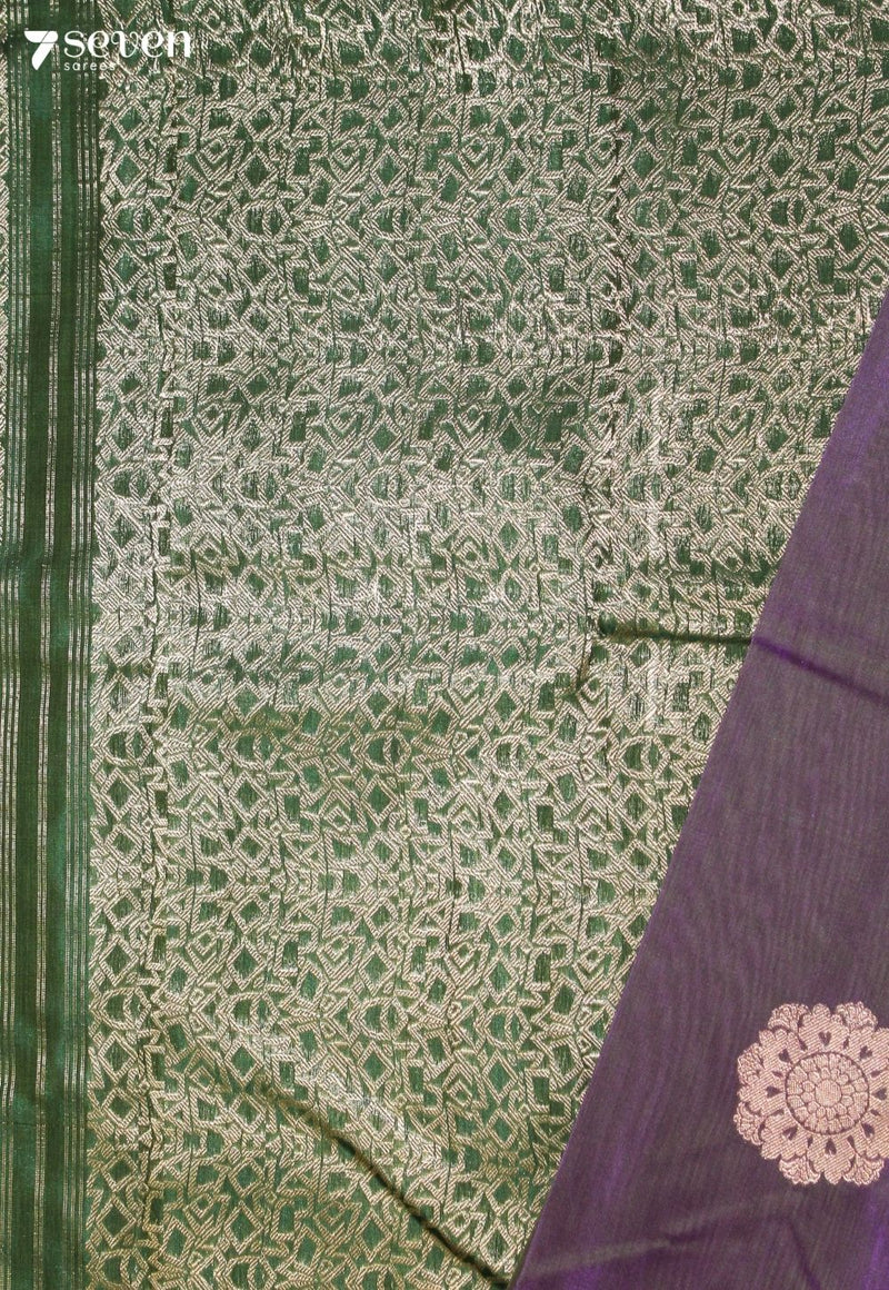 Oorika Signature Seven Handloom Purple Green Bangalore Pure Silk Cotton Saree