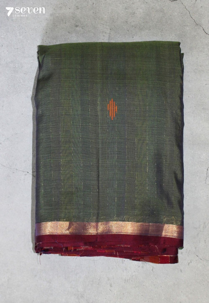 Veyvani Signature Seven Handloom Green Bangalore Pure Cotton Saree