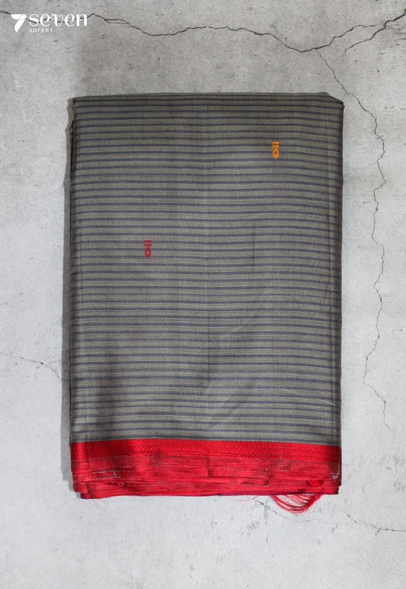 Tarunsha Signature Seven Handloom Grey Bangalore Pure Cotton Saree