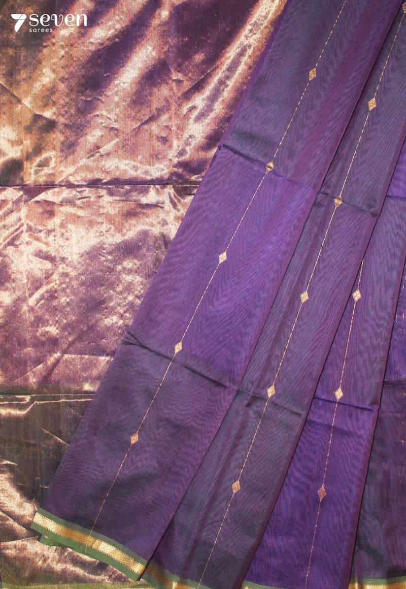 Kavaya Maheshwari Handloom Purple Silk Cotton Saree