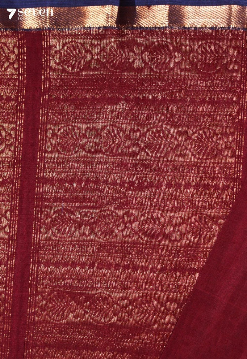 Velvaya Signature Seven Handloom Maroon Bangalore Pure Cotton Saree