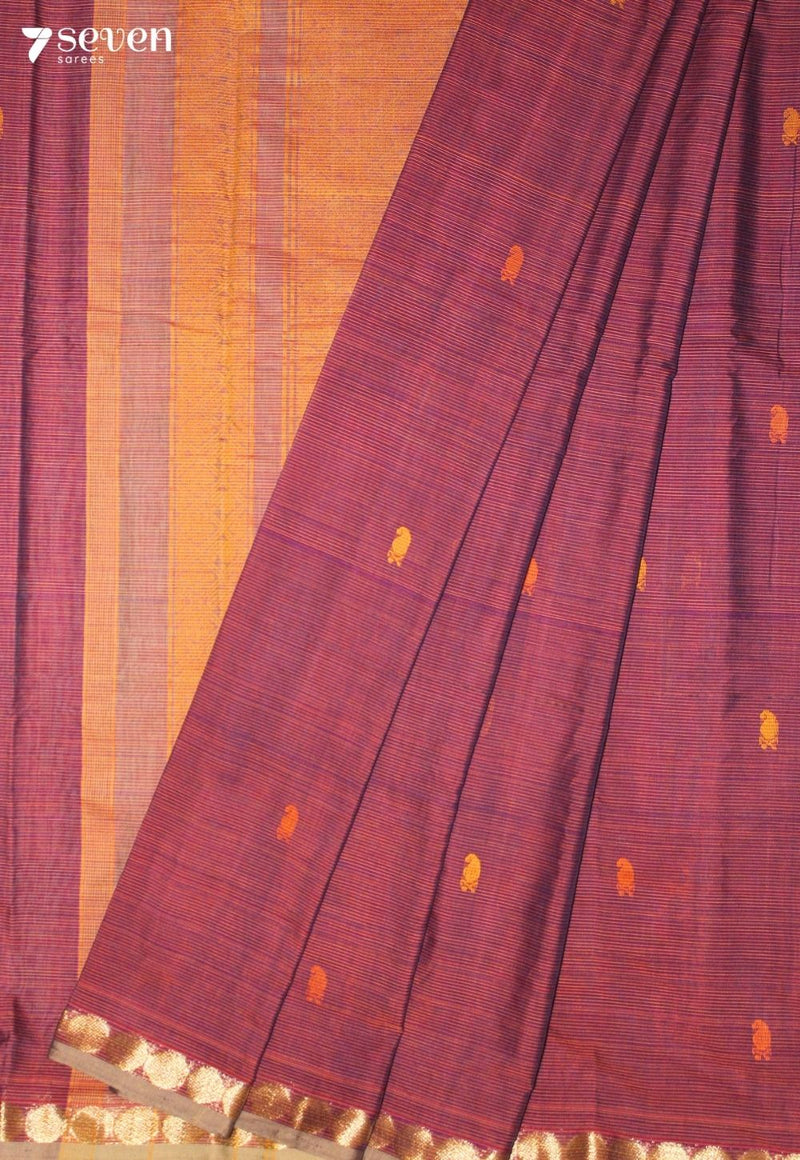 Chaarika Signature Seven Handloom Red Bangalore Pure Cotton Saree