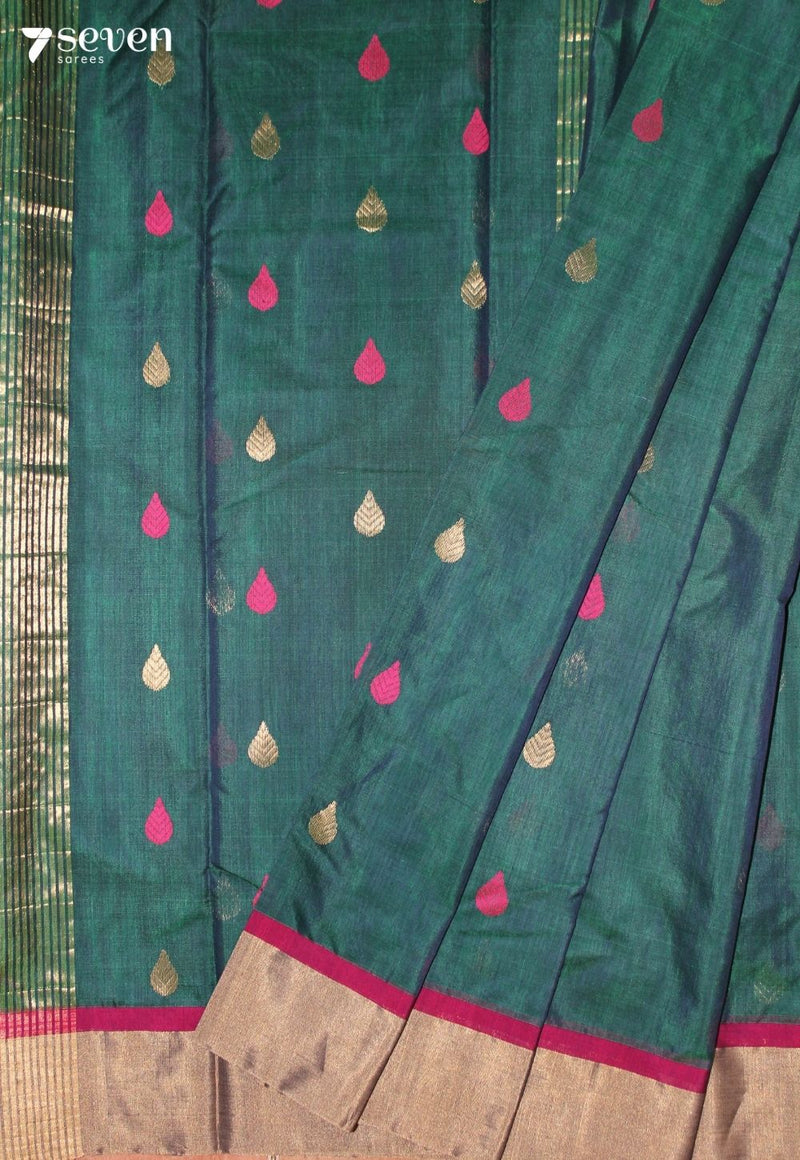 Thaarini Chanderi Handloom Green Silk Cotton Saree