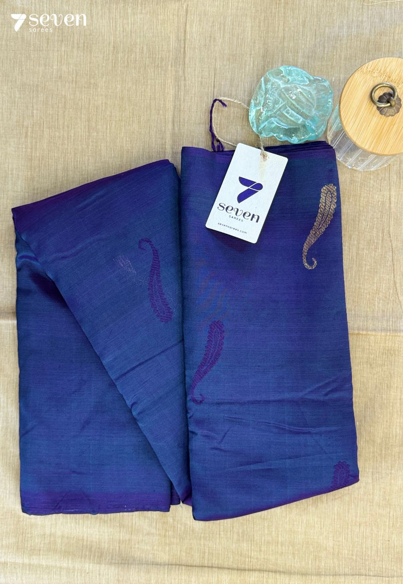 Zari Blush Signature Seven Handloom Blue Bangalore Vegan Silk Saree